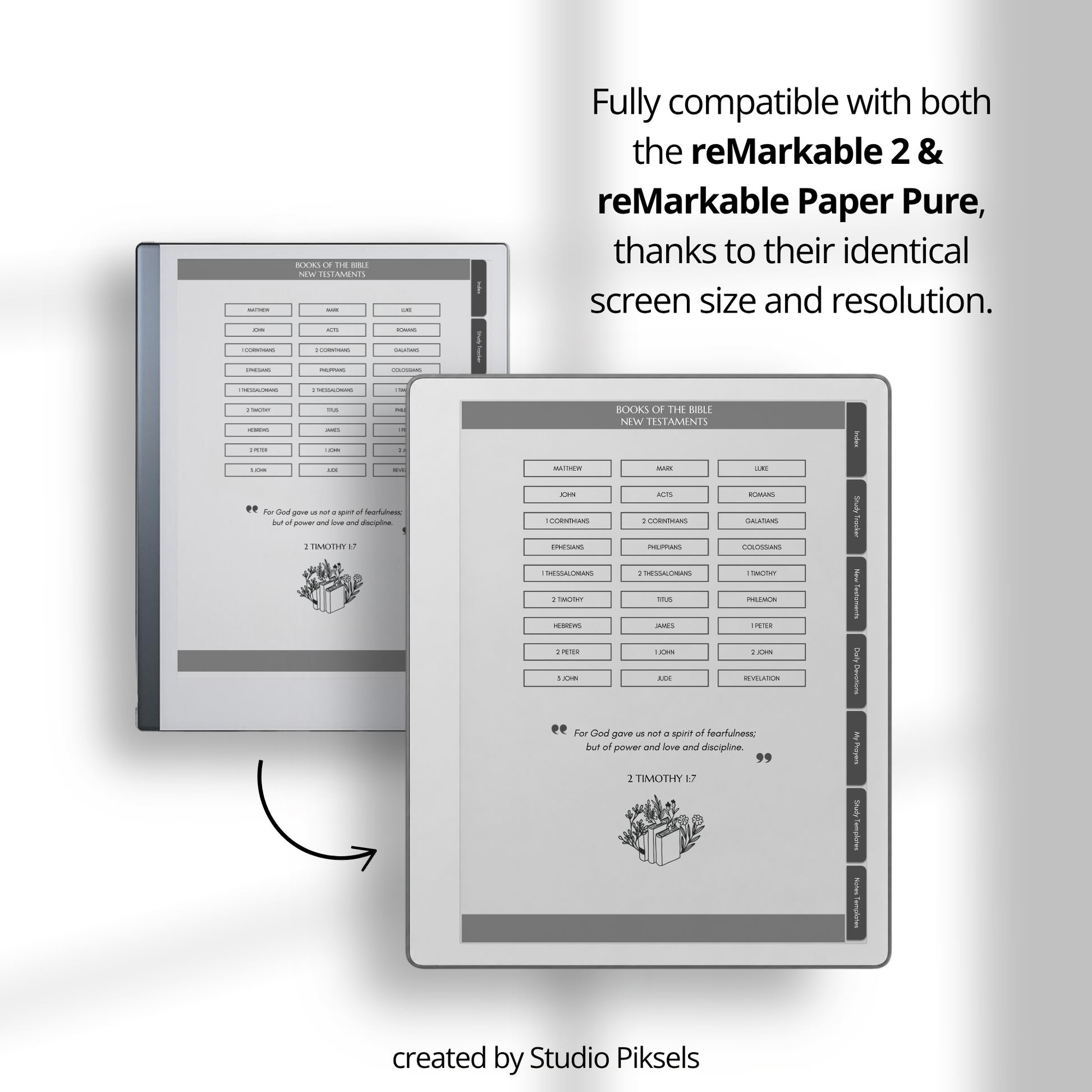 Bible Journal Bundle for reMarkable Paper Pure & reMarkable 2 with Bible study journals, sermon notes, prayer journal, devotion planner & hyperlinked templates.