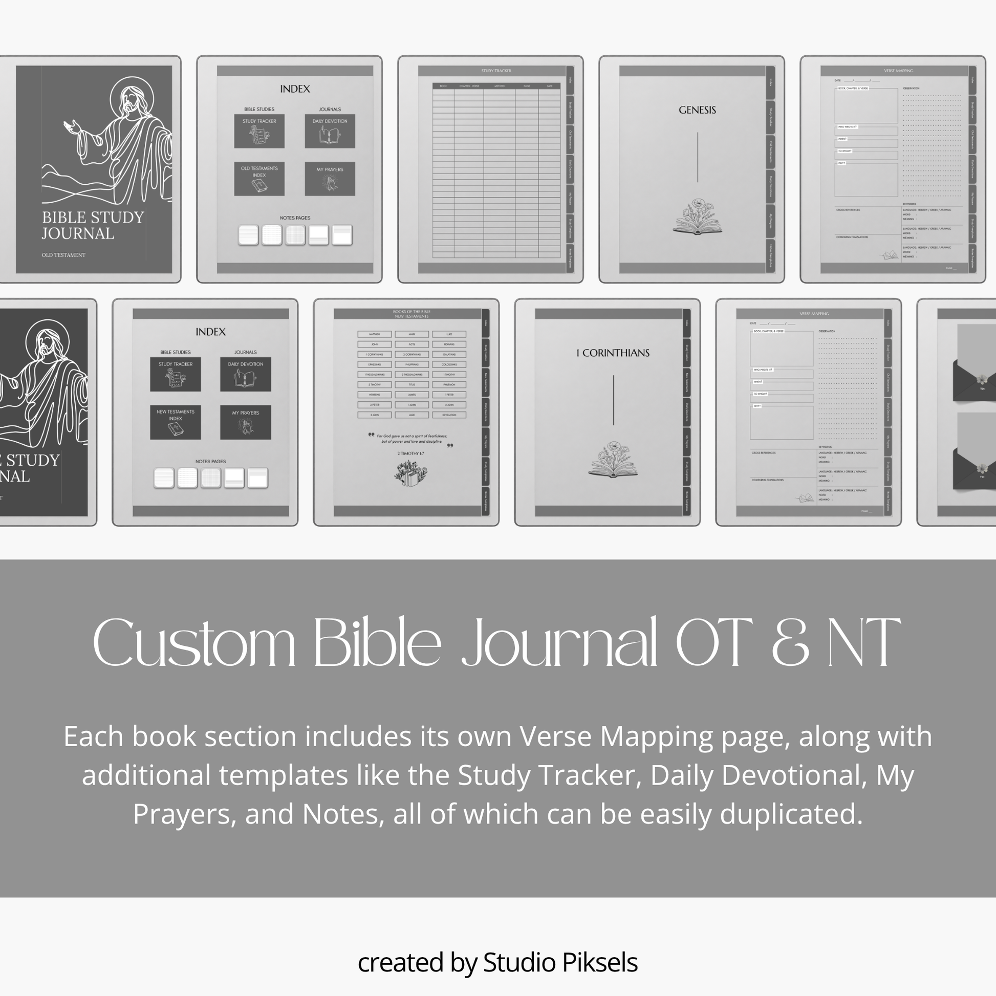 Bible Journal Bundle for reMarkable Paper Pure & reMarkable 2 with Bible study journals, sermon notes, prayer journal, devotion planner & hyperlinked templates.