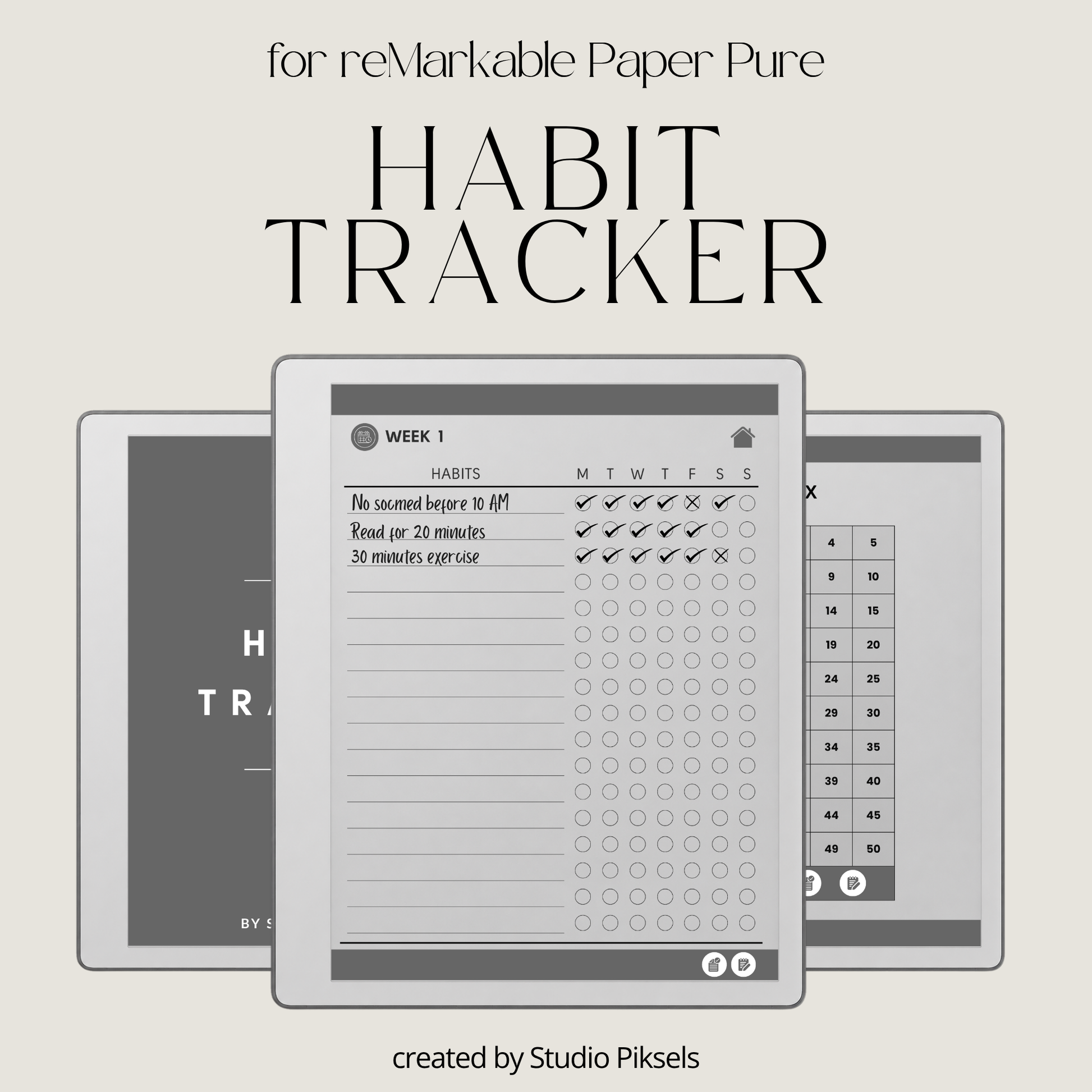 Weekly Habit Tracker for Remarkable Paper Pure