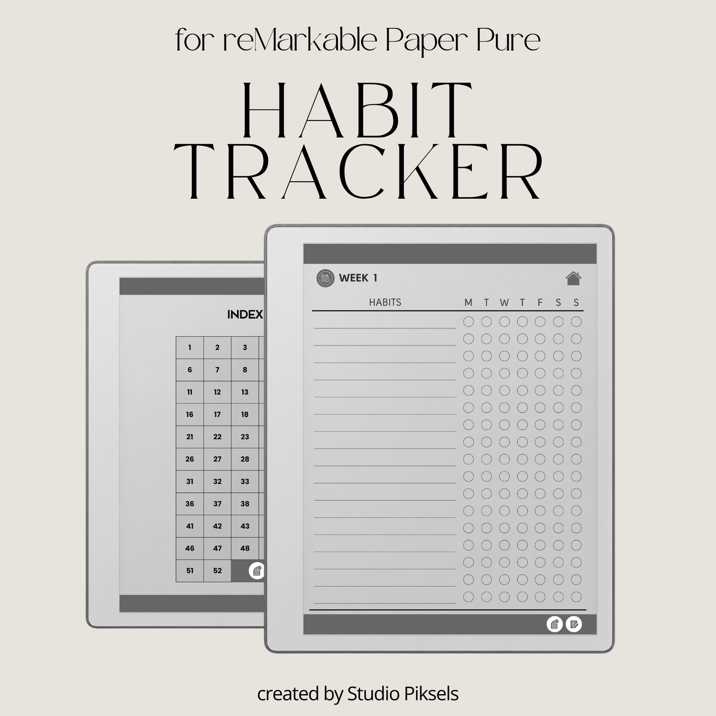 Weekly Habit Tracker for Remarkable Paper Pure