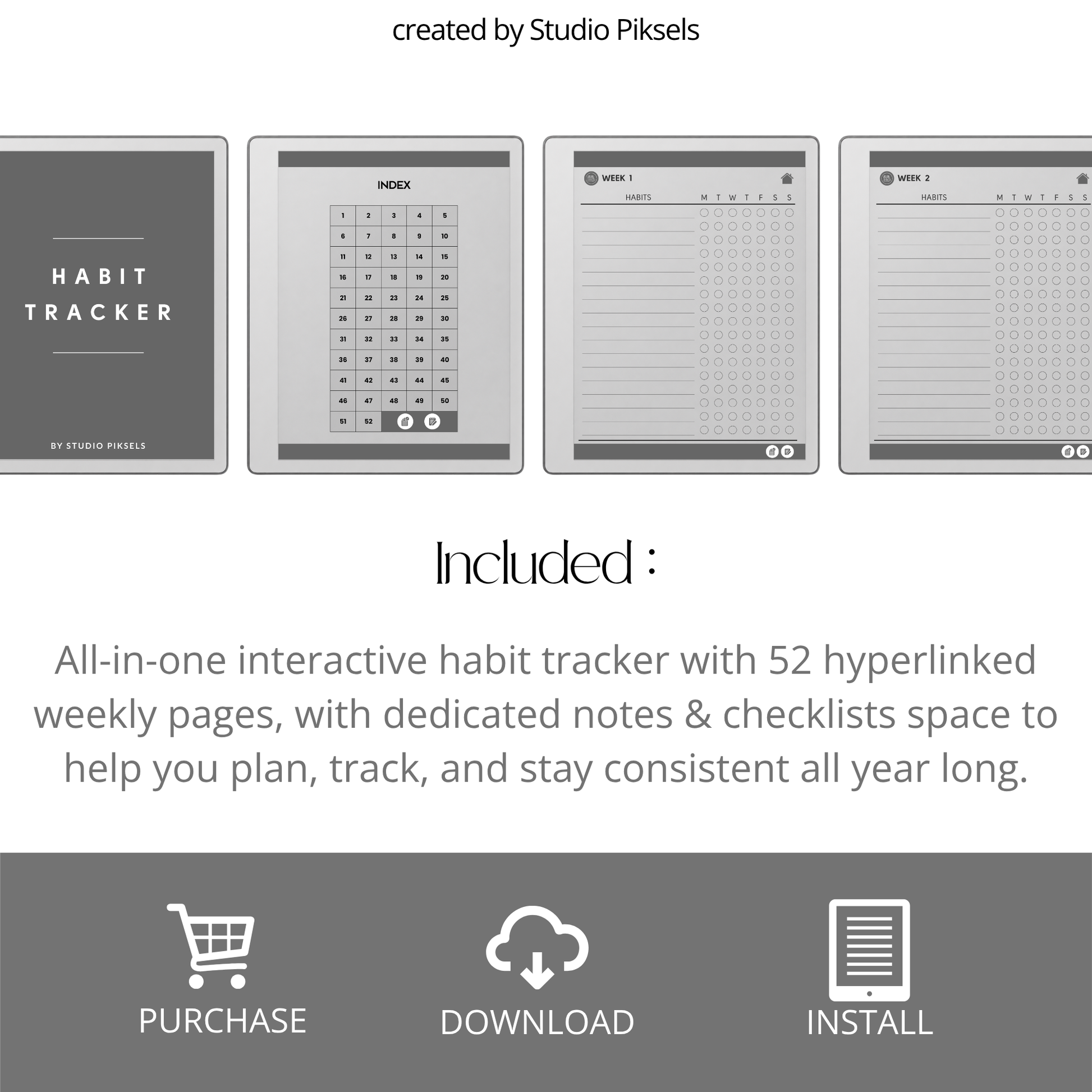 Weekly Habit Tracker for Remarkable Paper Pure