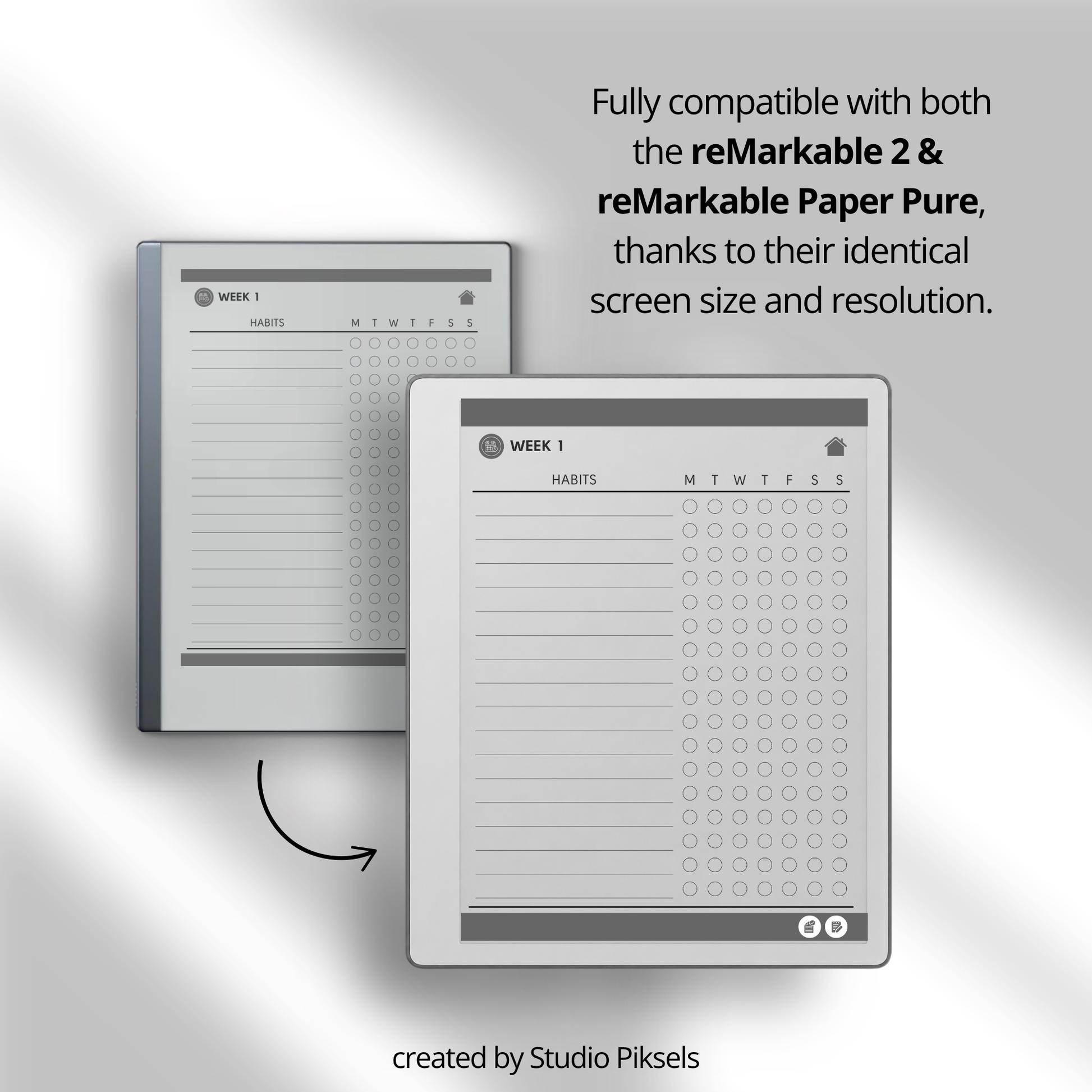 Weekly Habit Tracker for Remarkable Paper Pure