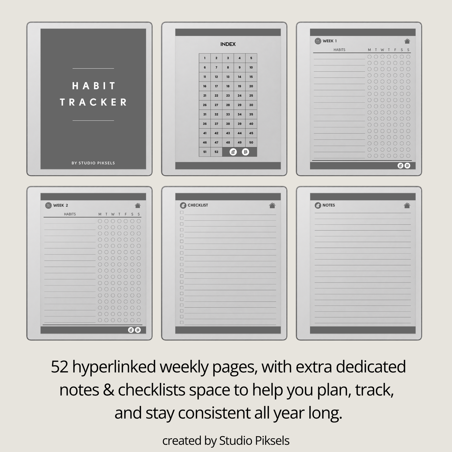 Weekly Habit Tracker for Remarkable Paper Pure