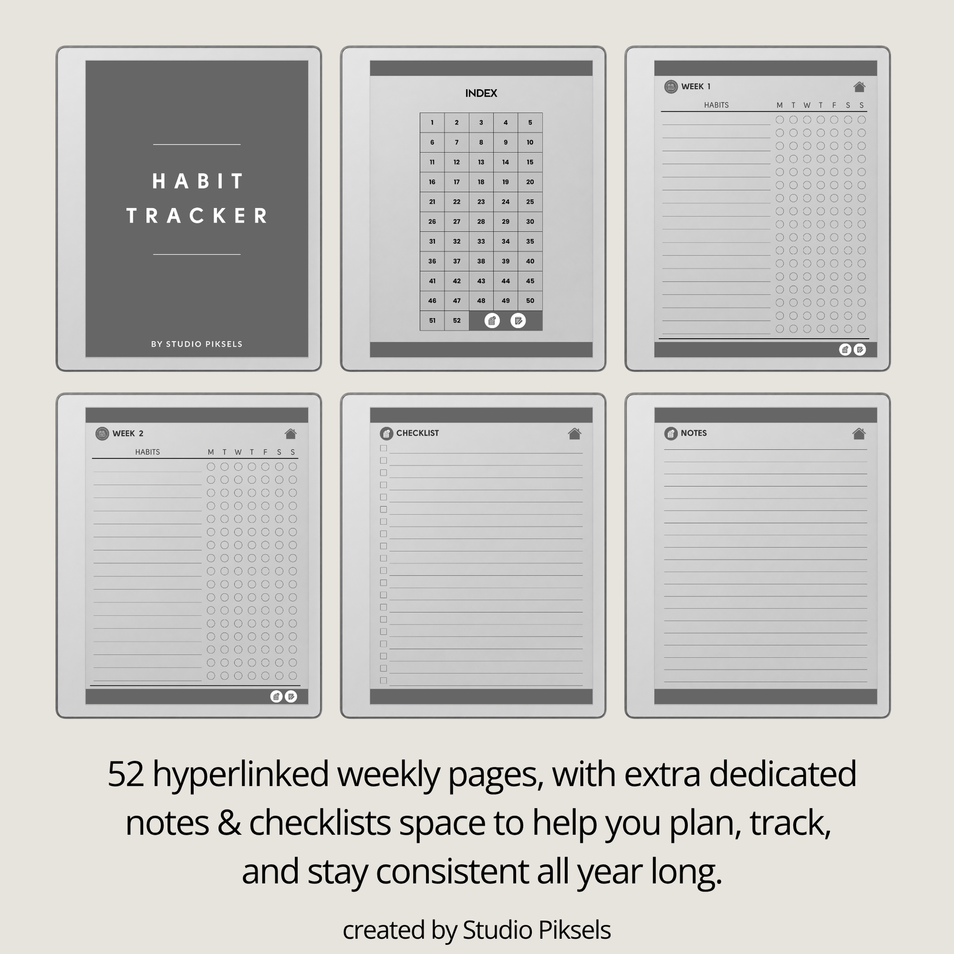 Weekly Habit Tracker for Remarkable Paper Pure