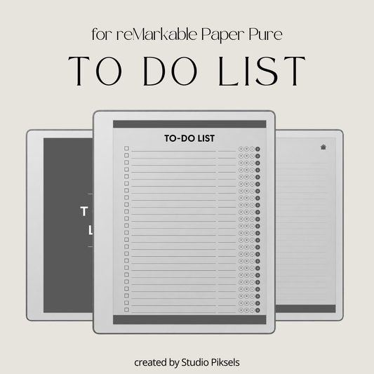 Interactive To Do List Notebook for reMarkable Paper Pure