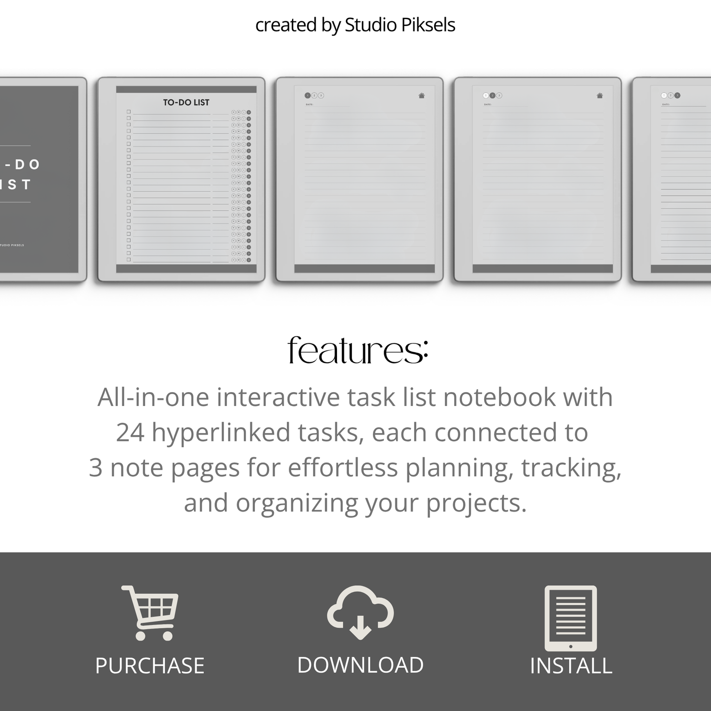 Interactive To Do List Notebook for reMarkable Paper Pure