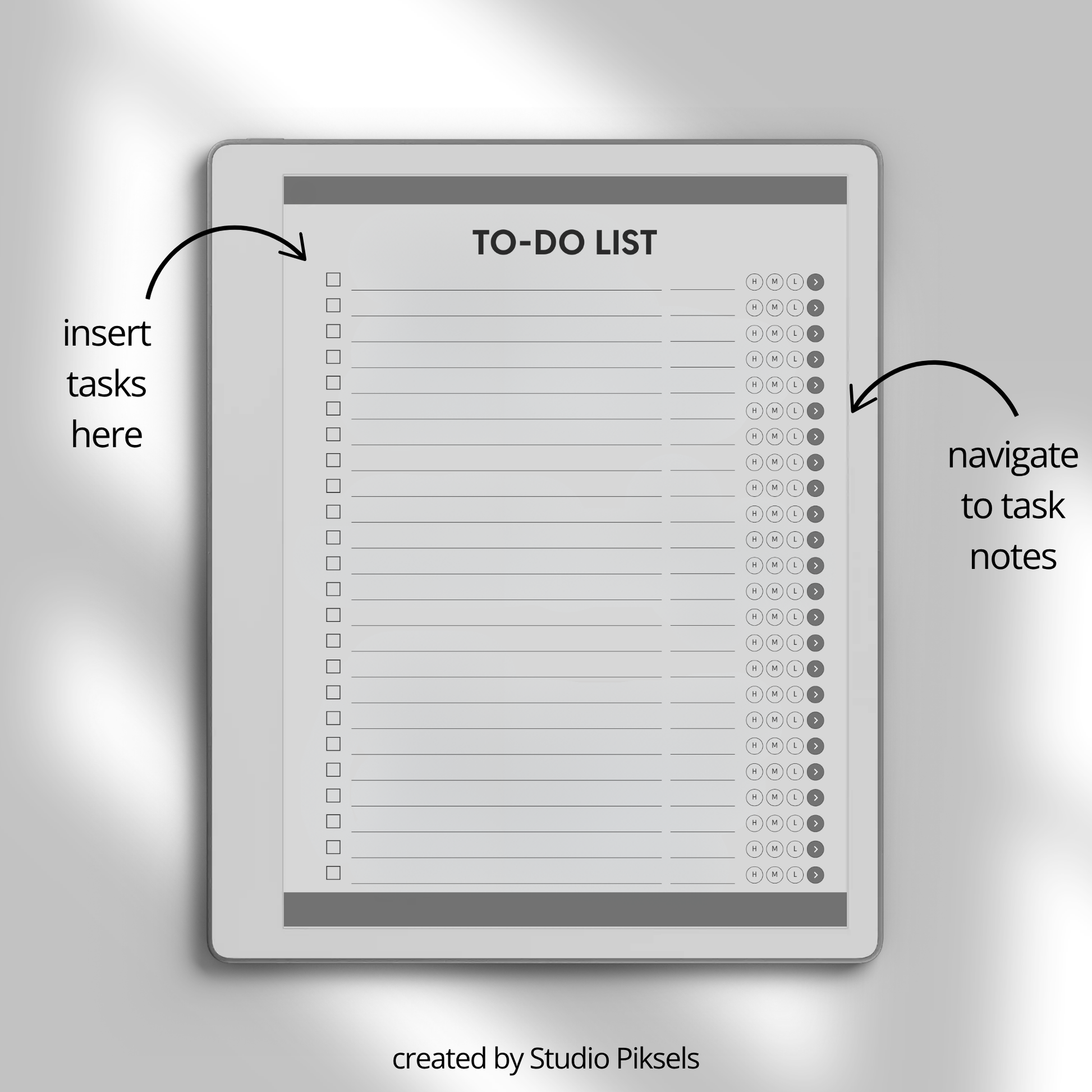 Interactive To Do List Notebook for reMarkable Paper Pure