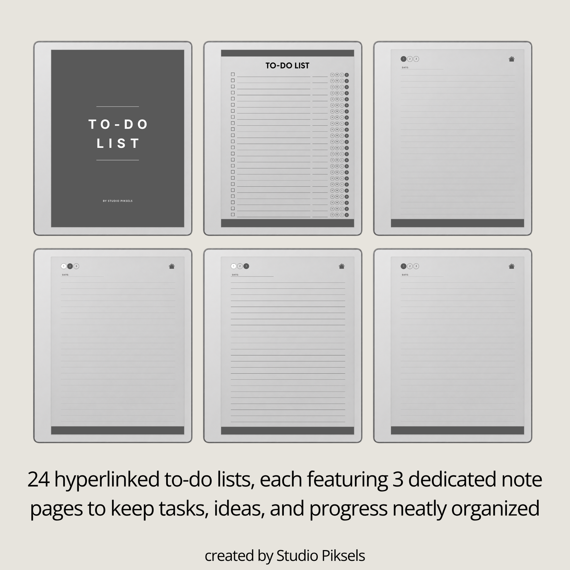 Interactive To Do List Notebook for reMarkable Paper Pure