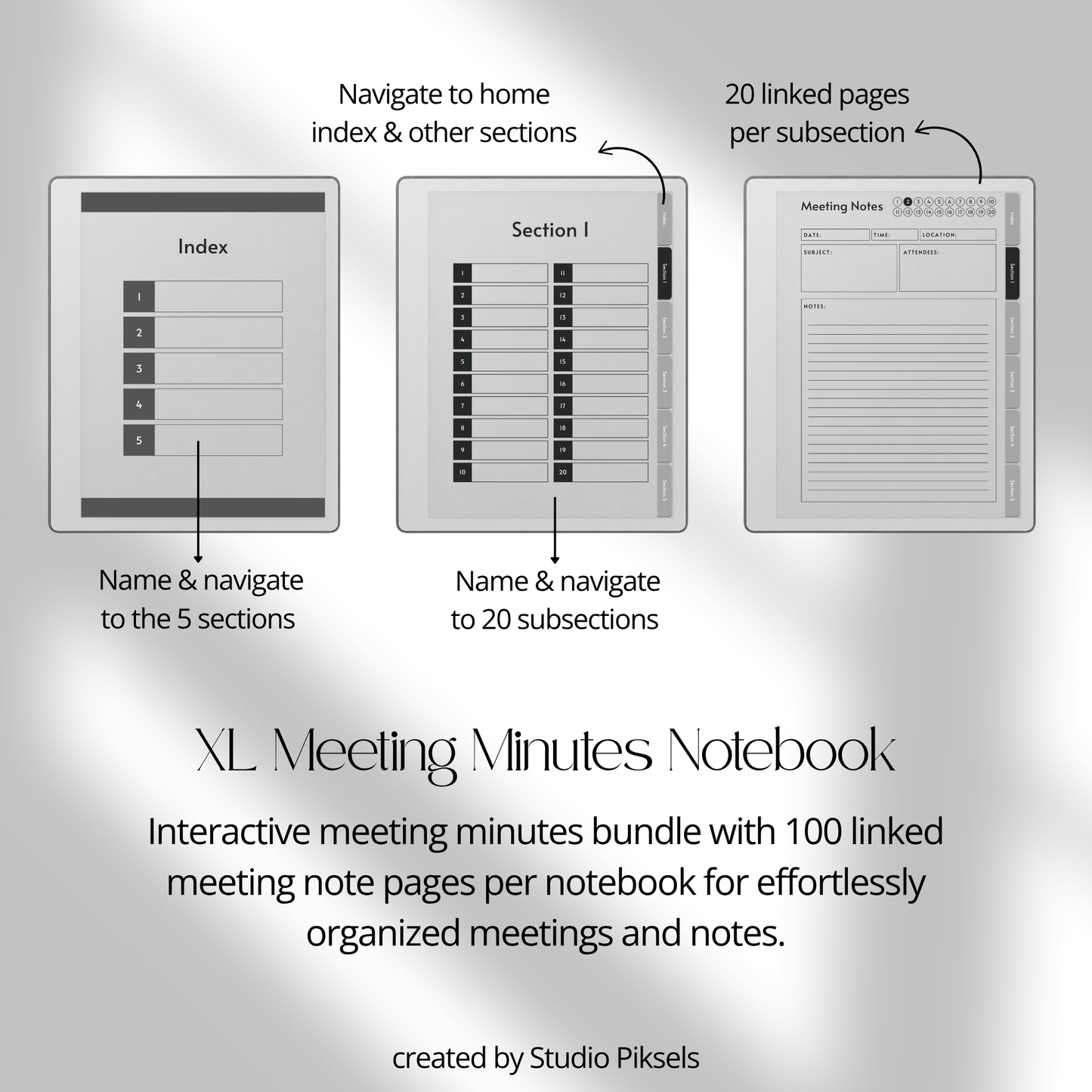 Meeting Minutes Notebook Bundle for reMarkable Paper Pure