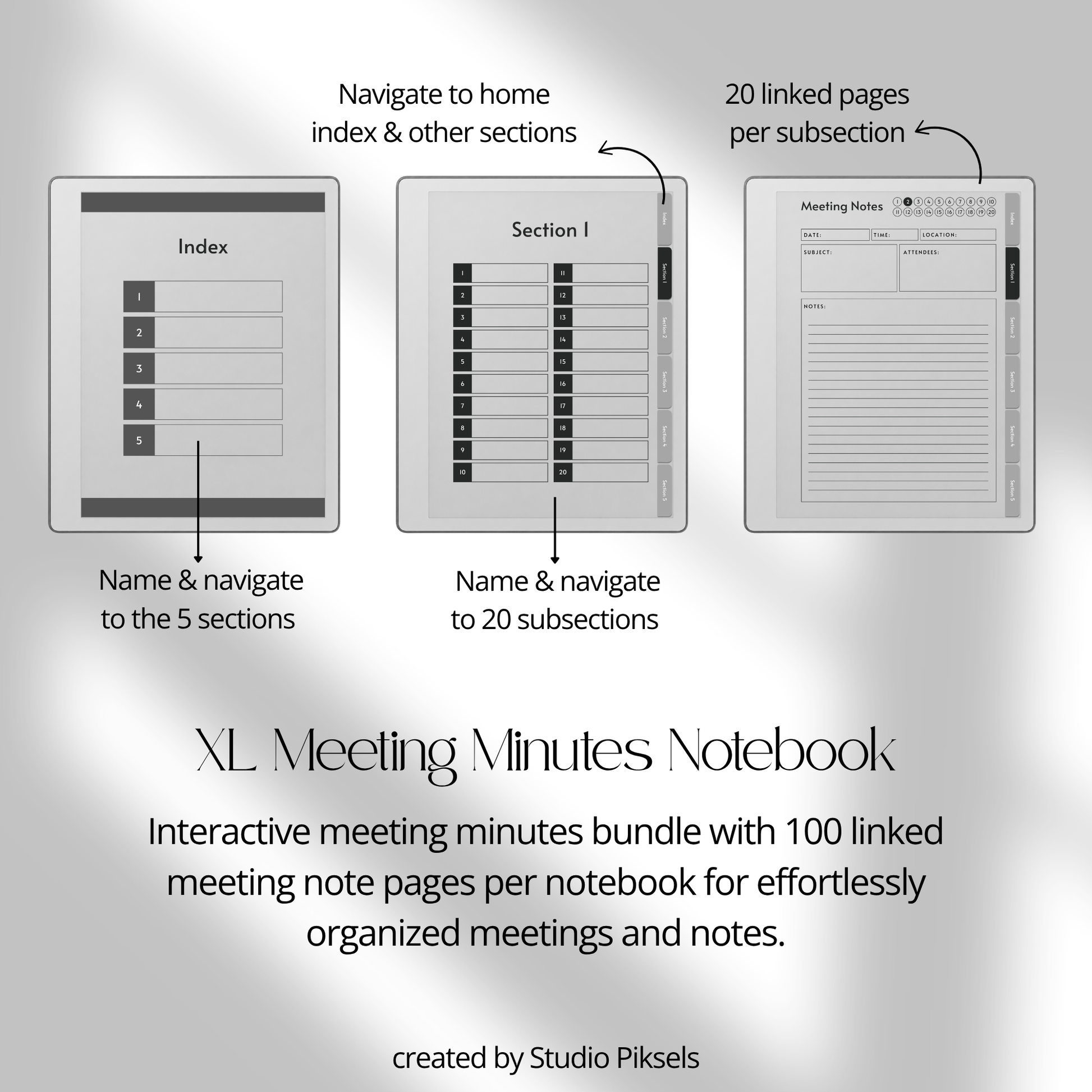 Meeting Minutes Notebook Bundle for reMarkable Paper Pure