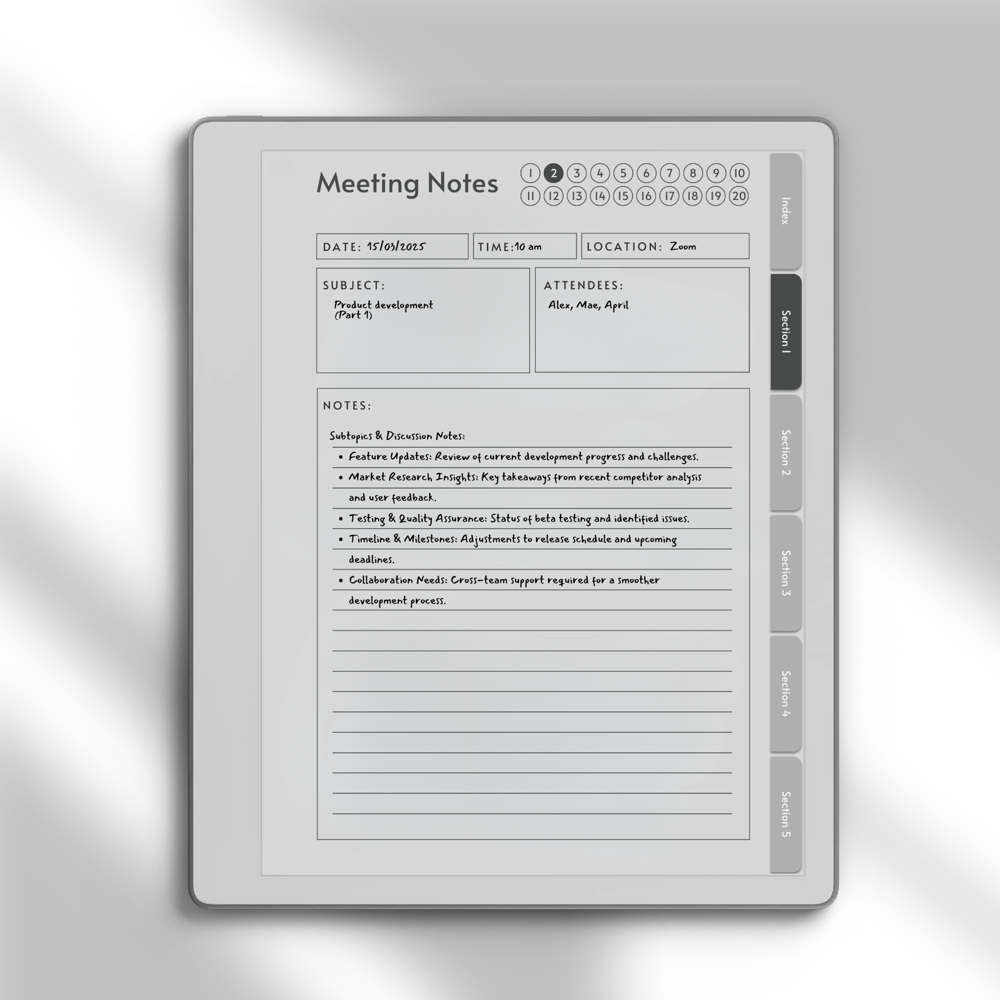 Meeting Minutes Notebook Bundle for reMarkable Paper Pure