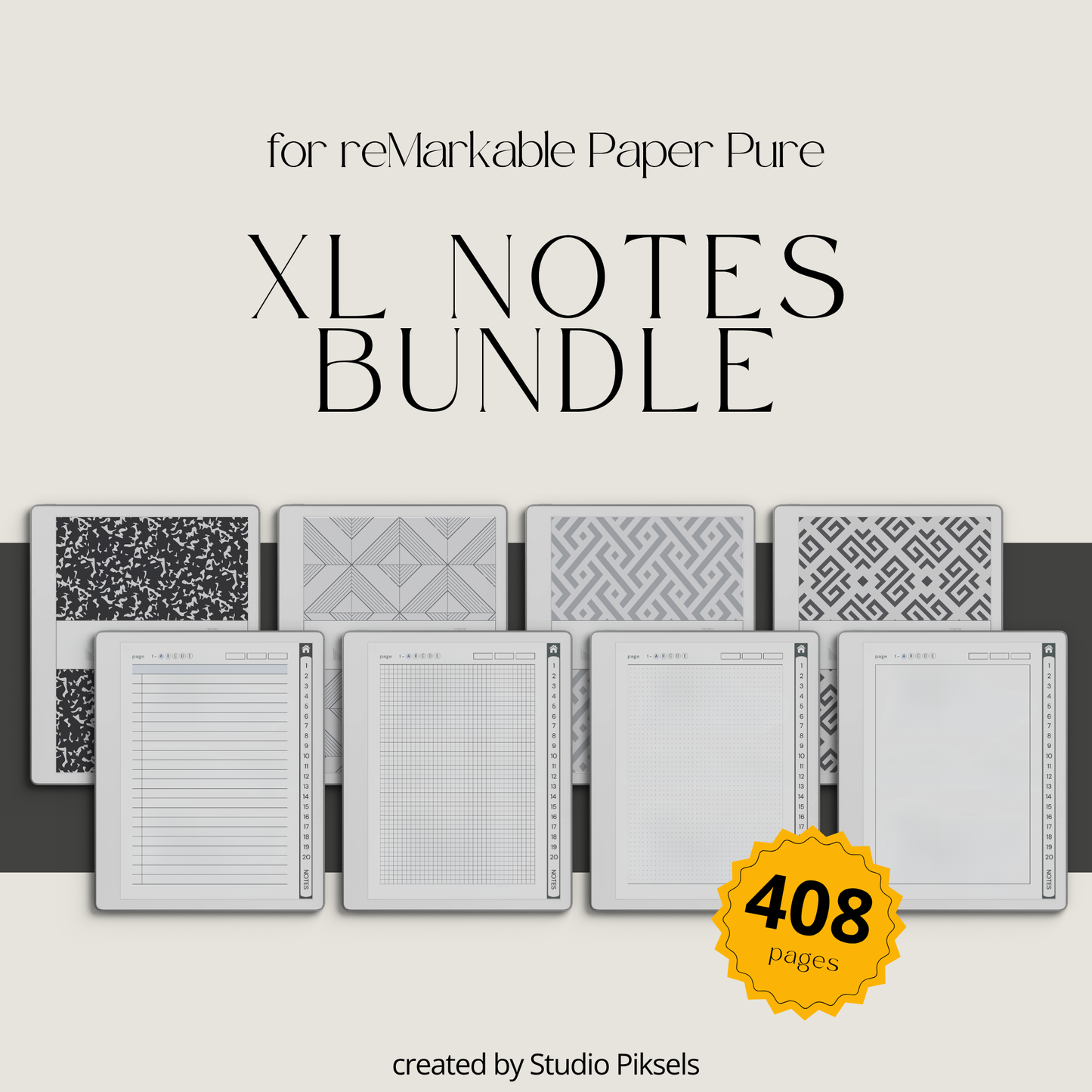 Custom Index Notebook Bundle for reMarkable Paper Pure