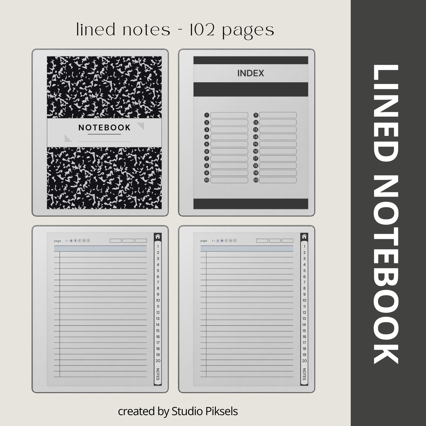 Custom Index Notebook Bundle for reMarkable Paper Pure