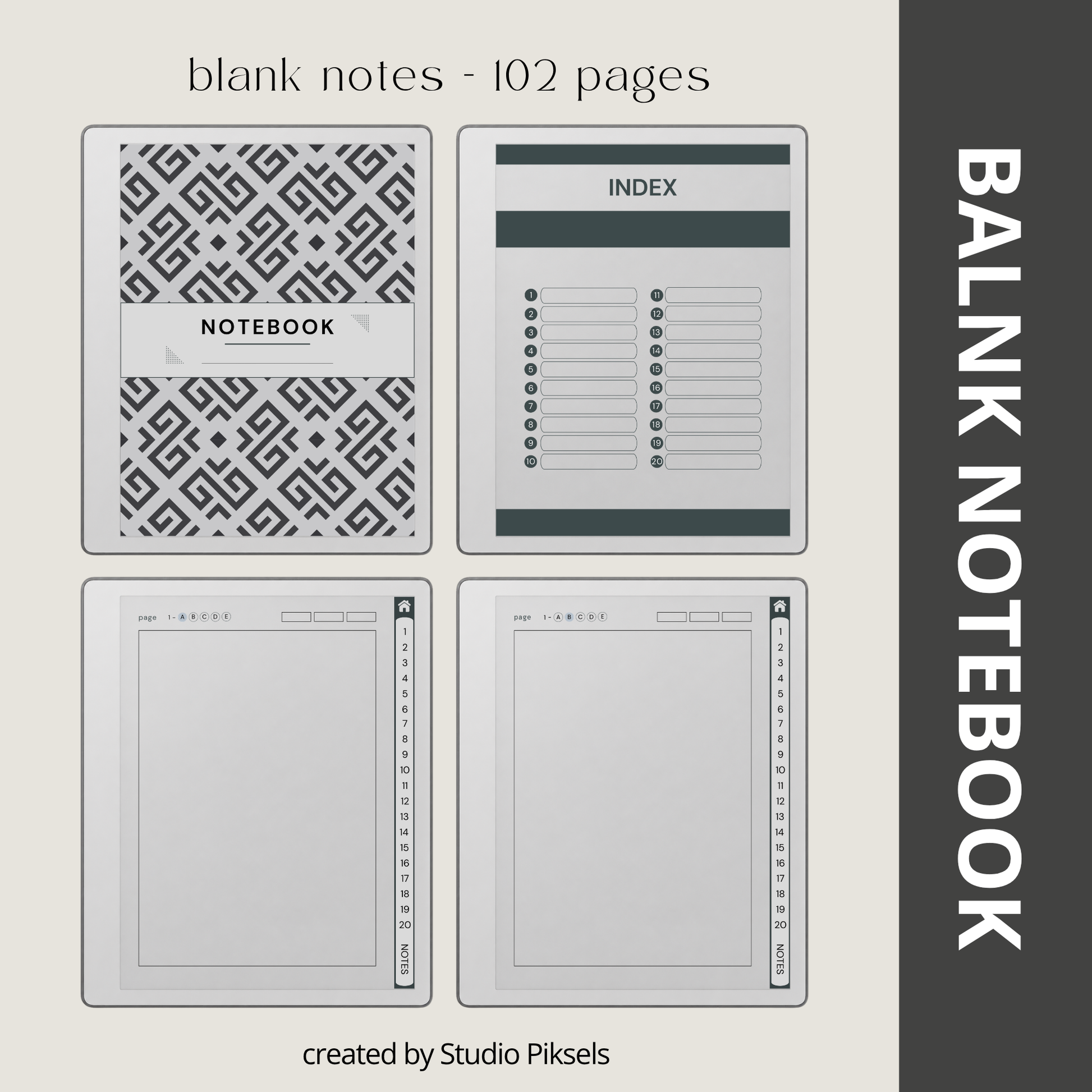 Custom Index Notebook Bundle for reMarkable Paper Pure