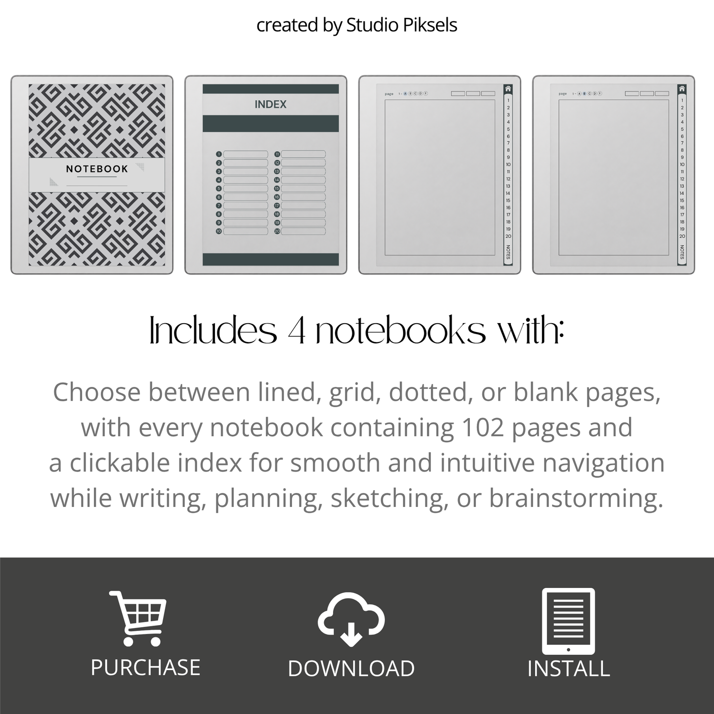 Custom Index Notebook Bundle for reMarkable Paper Pure