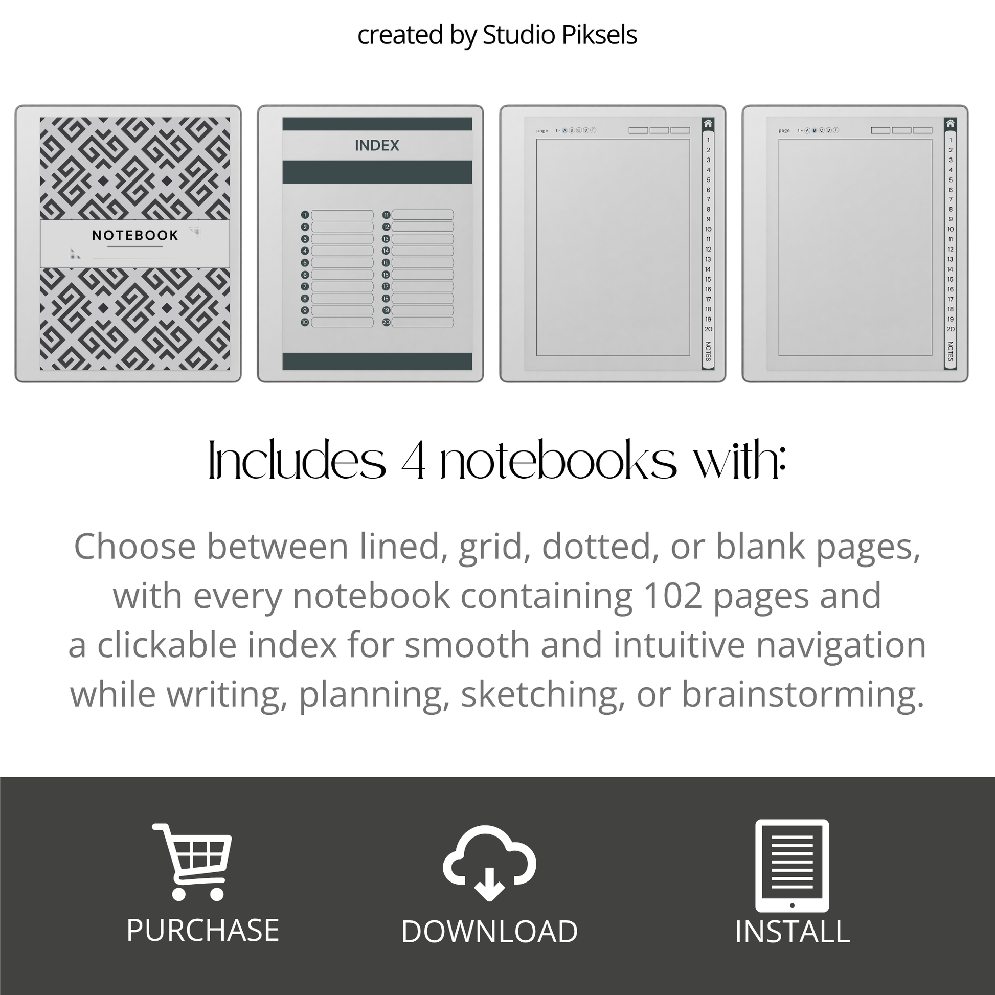 Custom Index Notebook Bundle for reMarkable Paper Pure