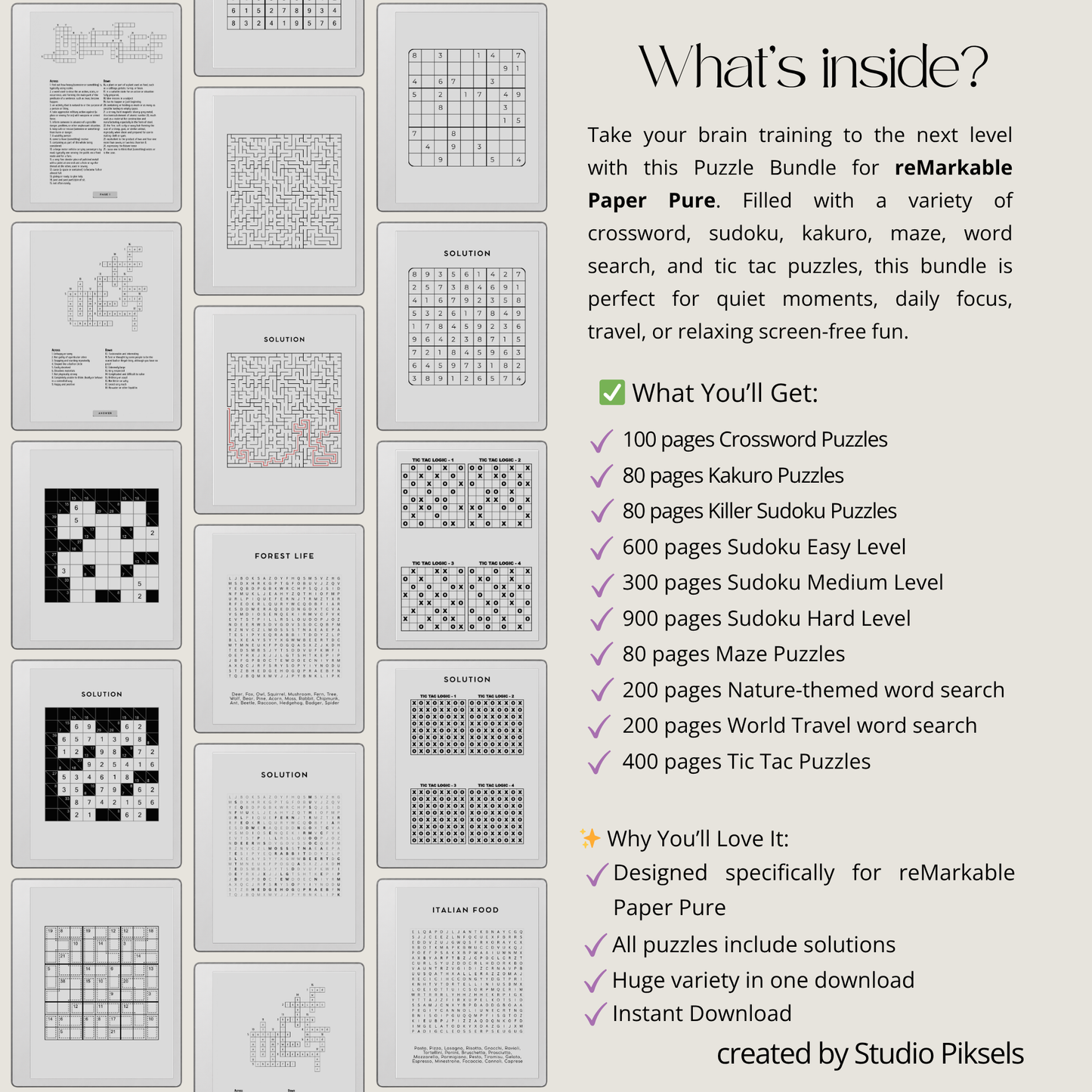 Ultimate Puzzle Book Mega Bundle for reMarkable Paper Pure