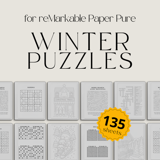 Winter Puzzle and Coloring Book for reMarkable Paper Pure