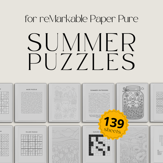 Packaging of reMarkable Paper Pure Summer Puzzles with 139 sheets