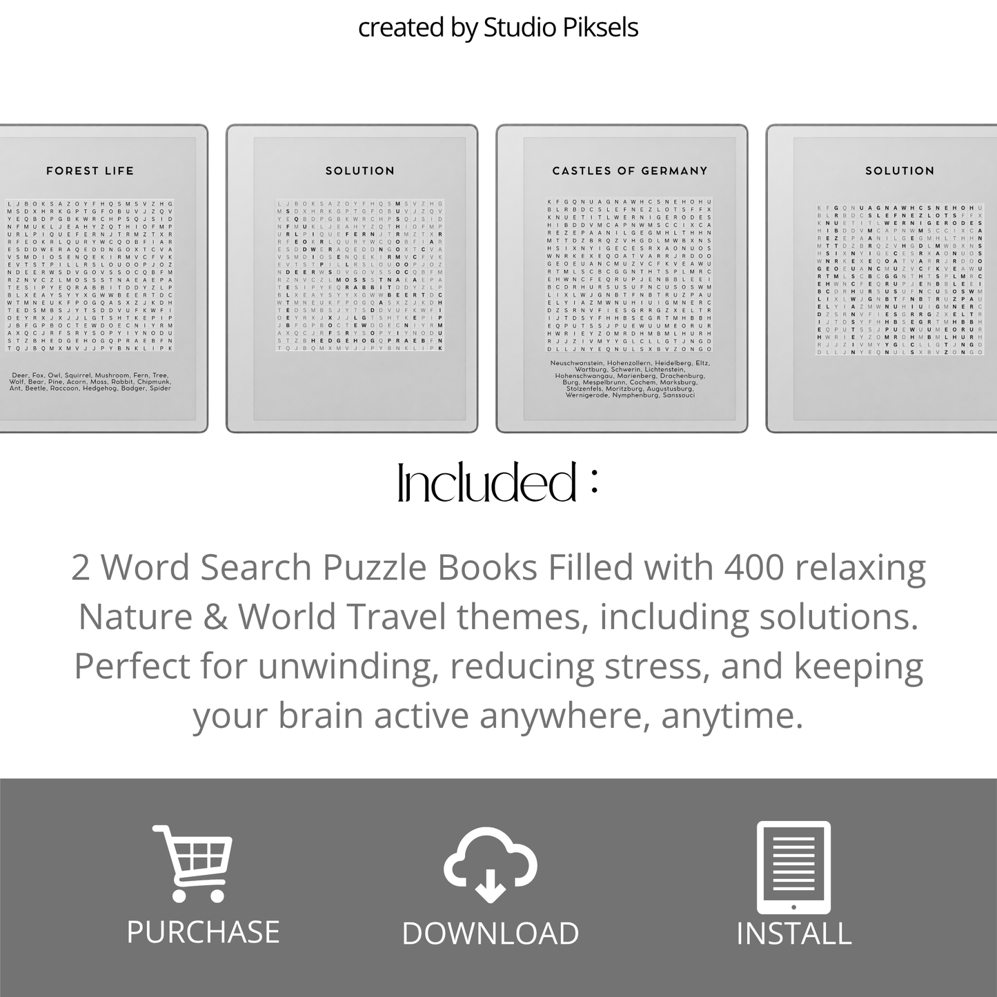 Word Search Puzzle Bundle for reMarkable Paper Pure