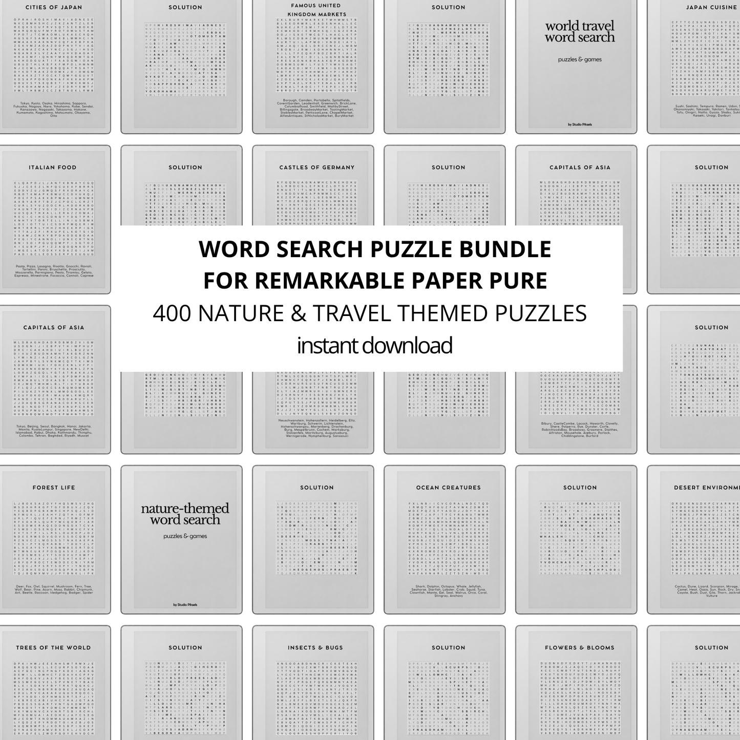 Word Search Puzzle Bundle for reMarkable Paper Pure