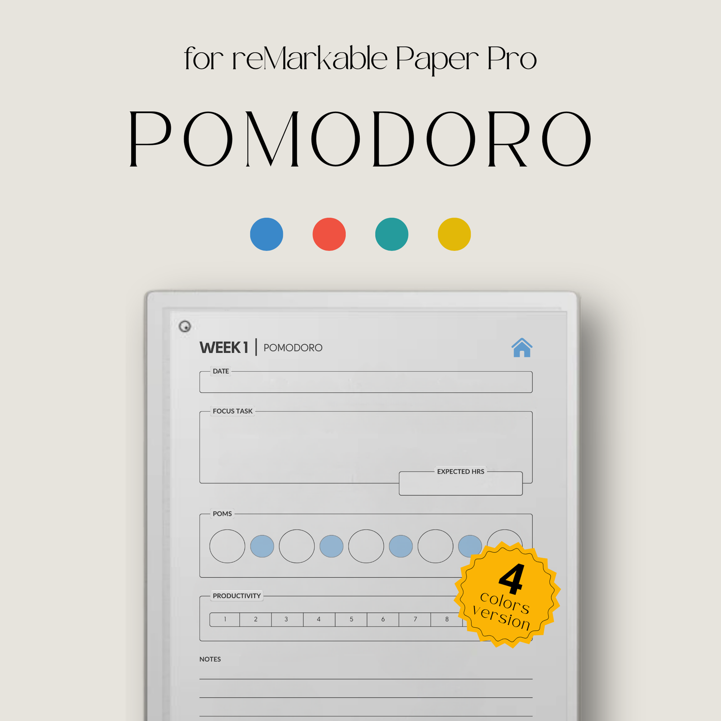 Pomodoro Productivity Tool for reMarkable Paper Pro