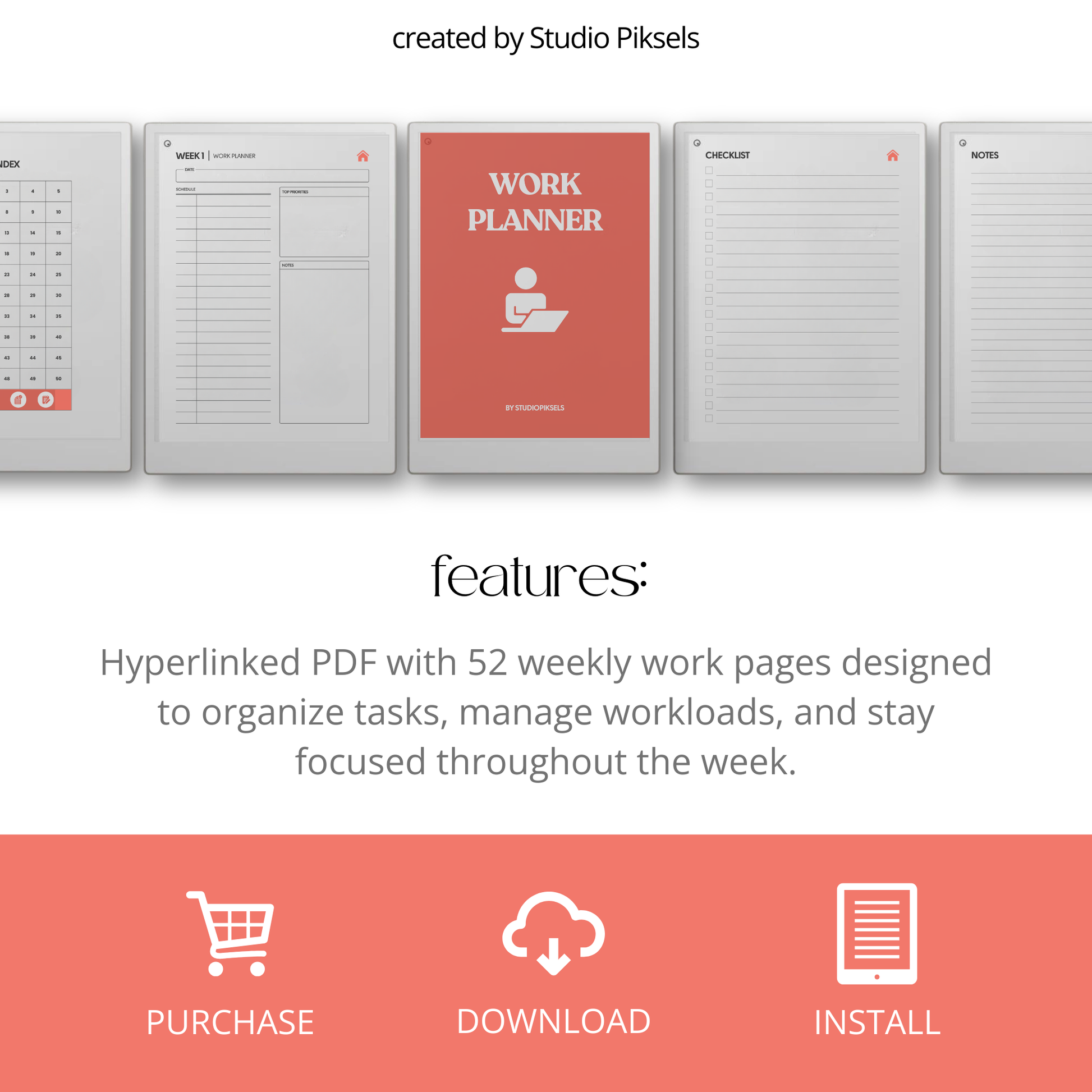 Weekly Work Session Planner for reMarkable Paper Pro