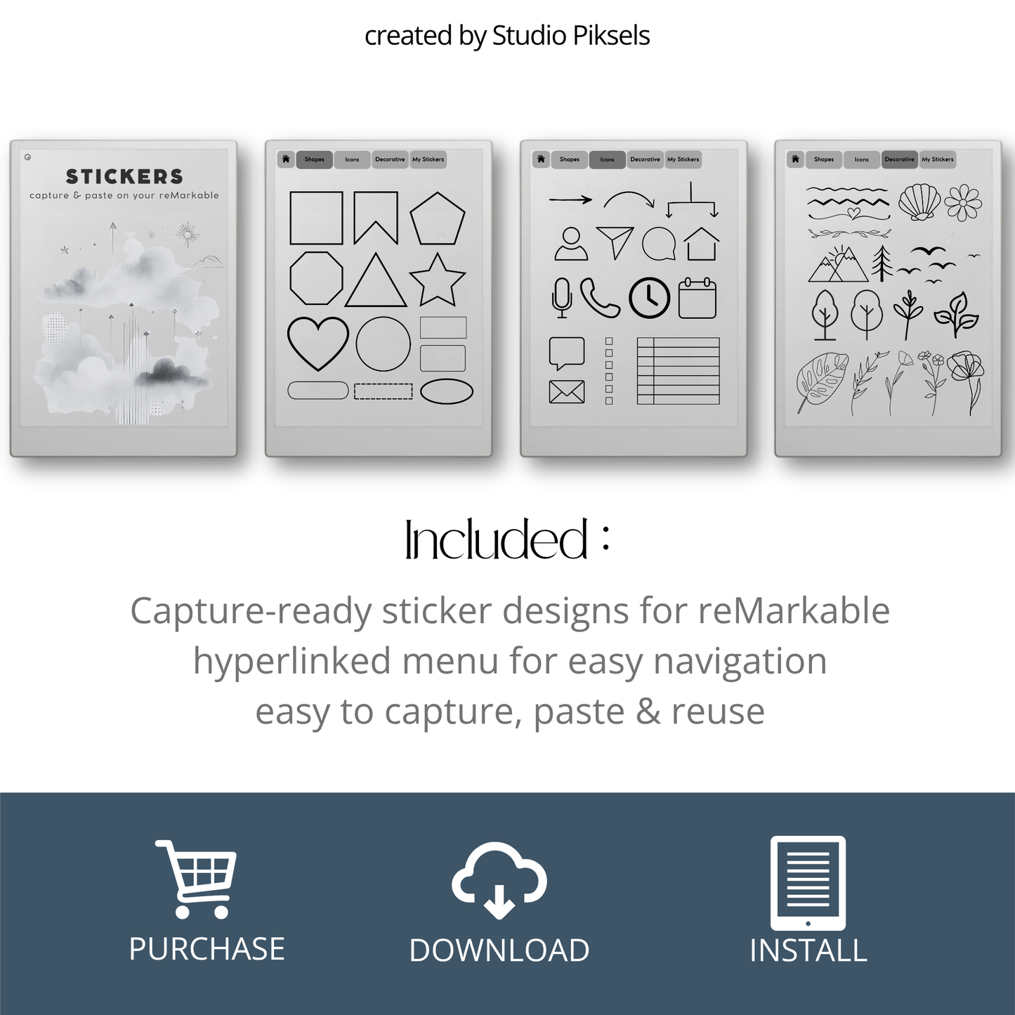 Create personalized digital stickers with this traceable sticker kit designed for reMarkable Paper Pro, reMarkable Paper Pure, and reMarkable 2. 